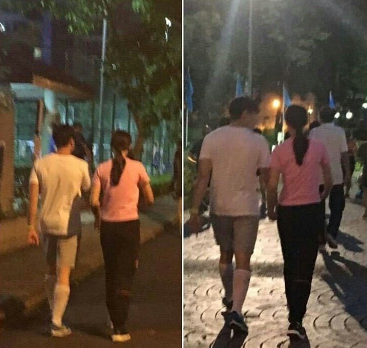 แต่นอกจากความหวานความน่ารักแล้วหลายครั้งที่มีคนเจอ NY จังหวะการก้าวขาคือจะตรงกันด้วยนะ😉 #ณเดชน์ญาญ่า