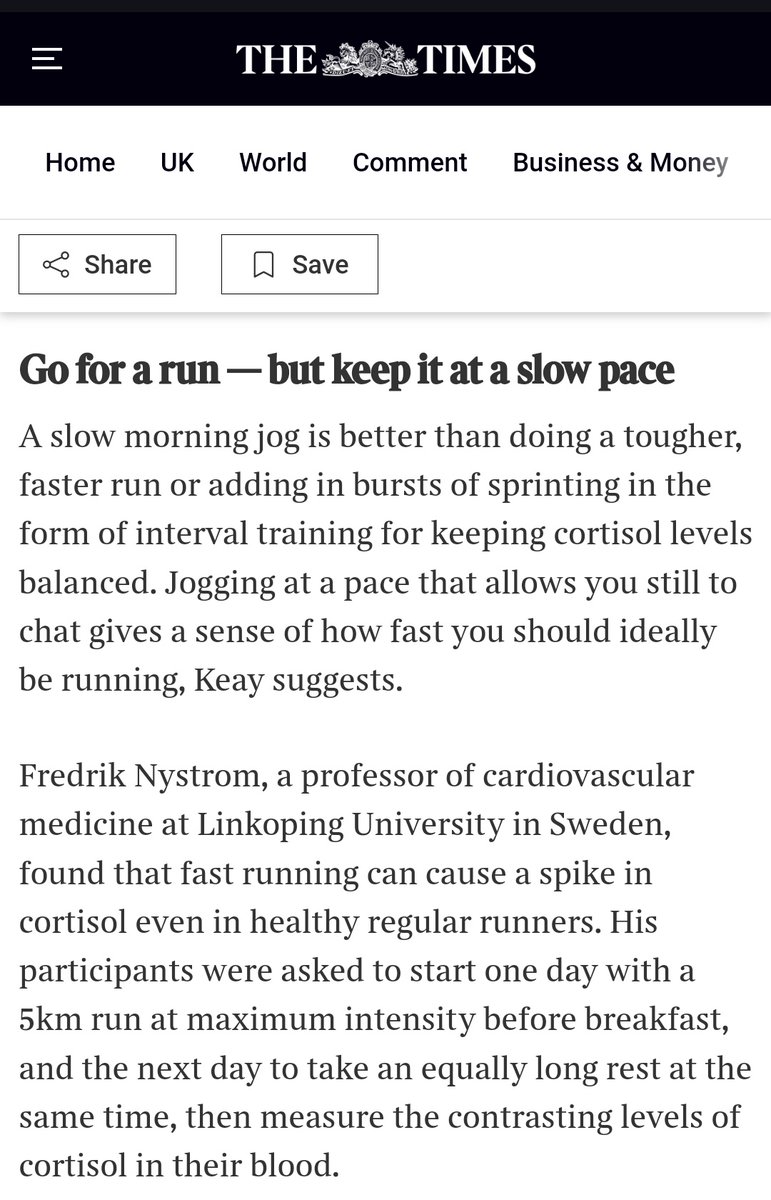 This is one for anyone who thinks they run 'too slow'. It's actually good for you, so keep jogging at your own pace ✨

That said I do think a little bit of stress on the body is no bad thing every so often (aka trying for parkrun pbs on Saturdays💪🏻).

thetimes.com/life-style/hea…
