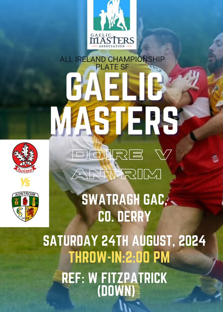 AontroimGAA's tweet photo. Half time 
Antrim Masters 0-05
Derry Masters 0-06 https://t.co/UQGLuBMP9I