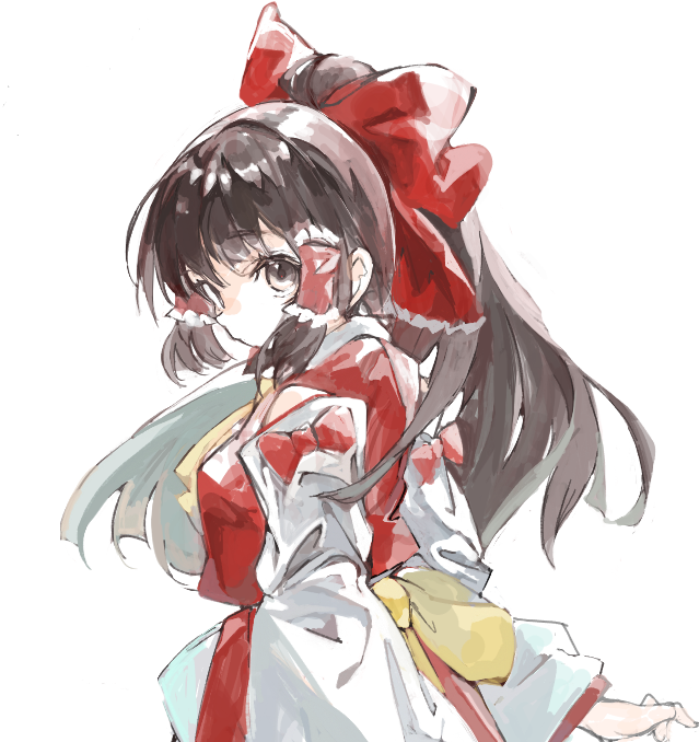 博麗霊夢 「絵チャの産物、 こちらは最近描いた東方の霊夢。 縦長なのでトリミング。 しかし、」|konabetateのイラスト