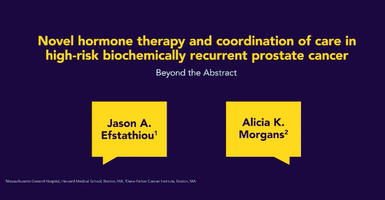 urotoday's tweet photo. Novel hormone therapy and coordination of care in high-risk biochemically recurrent #ProstateCancer. #BeyondTheAbstract with Jason Efstathiou @MassGeneralNews and @CaPsurvivorship @DanaFarber > https://t.co/OHm1zgNlPF #CancerTreatmentReviews https://t.co/FpMk5ntmNu