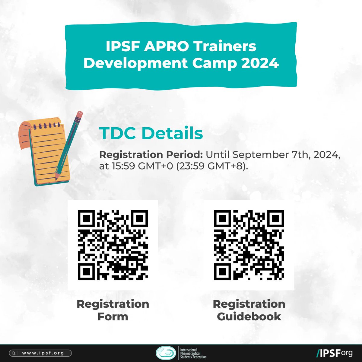IPSForg's tweet photo. IPSF APRO Trainers' Development Camp (TDC) 2024 happening this September 25 - 30, 2024 in Manila, Philippines
Registration Form: https://t.co/8i07STqOF2
Registration Guidebook: https://t.co/3S4FldKXos
#75YearsOfIPSF
#IPSForg https://t.co/q7H30Rujws