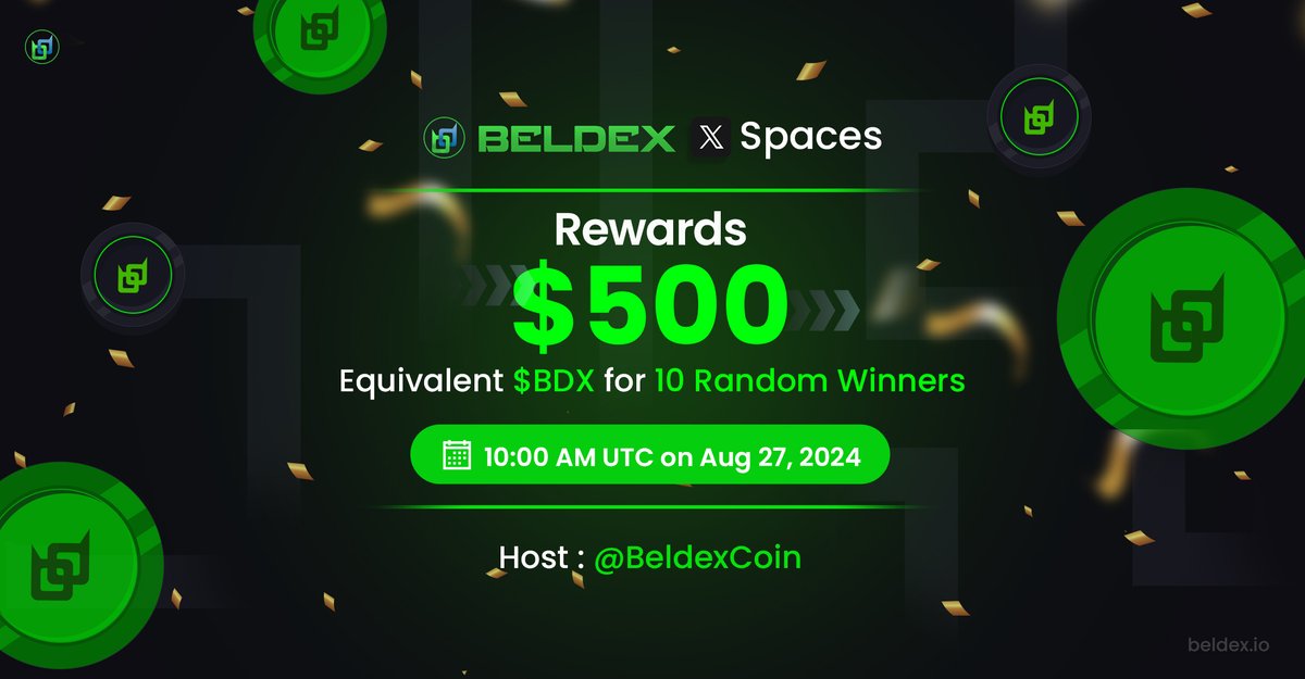 Beldex.bdx (@beldexcoin) on Twitter photo #Beldex Spaces📢
Prize pool $500 equivalent $BDX
🗓 27th August 2024 ⏰ 10:00 AM UTC
Guest🎙 - <a href="/nodehubio/">NodeHub.io</a>
Beldex space contest Rules
✅ Follow <a href="/BeldexCoin/">Beldex.bdx</a>
✅ Ask your question in the comments during the Beldex space with #Beldex
✅ Join the space
Set your reminder - #Beldex Spaces📢
Prize pool $500 equivalent $BDX
🗓 27th August 2024 ⏰ 10:00 AM UTC
Guest🎙 - <a href="/nodehubio/">NodeHub.io</a>
Beldex space contest Rules
✅ Follow <a href="/BeldexCoin/">Beldex.bdx</a>
✅ Ask your question in the comments during the Beldex space with #Beldex
✅ Join the space
Set your reminder -