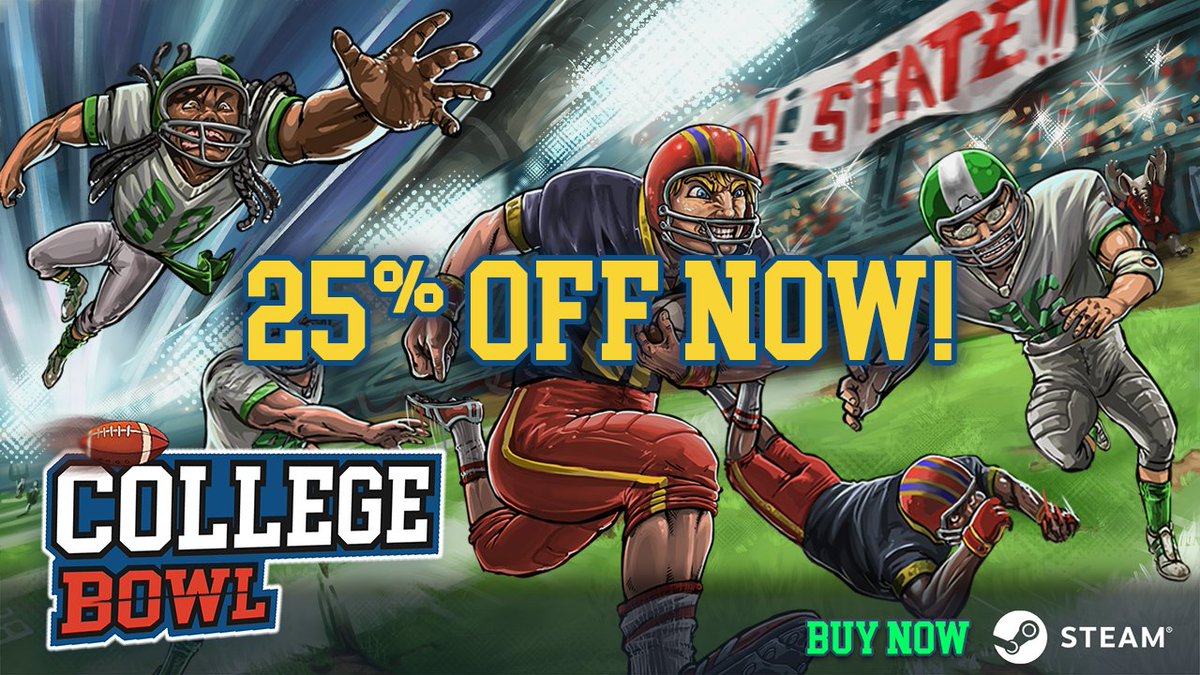🏈What better way to celebrate #NCAAFootball kickoff weekend, than to put the BEST College Football game on SALE!

💰College Bowl is NOW 25% off on <a href="/Steam/">Steam</a>, so go grab your copy today!

📣Make sure to checkout our Discord for mods so you can play with realistic teams today!
