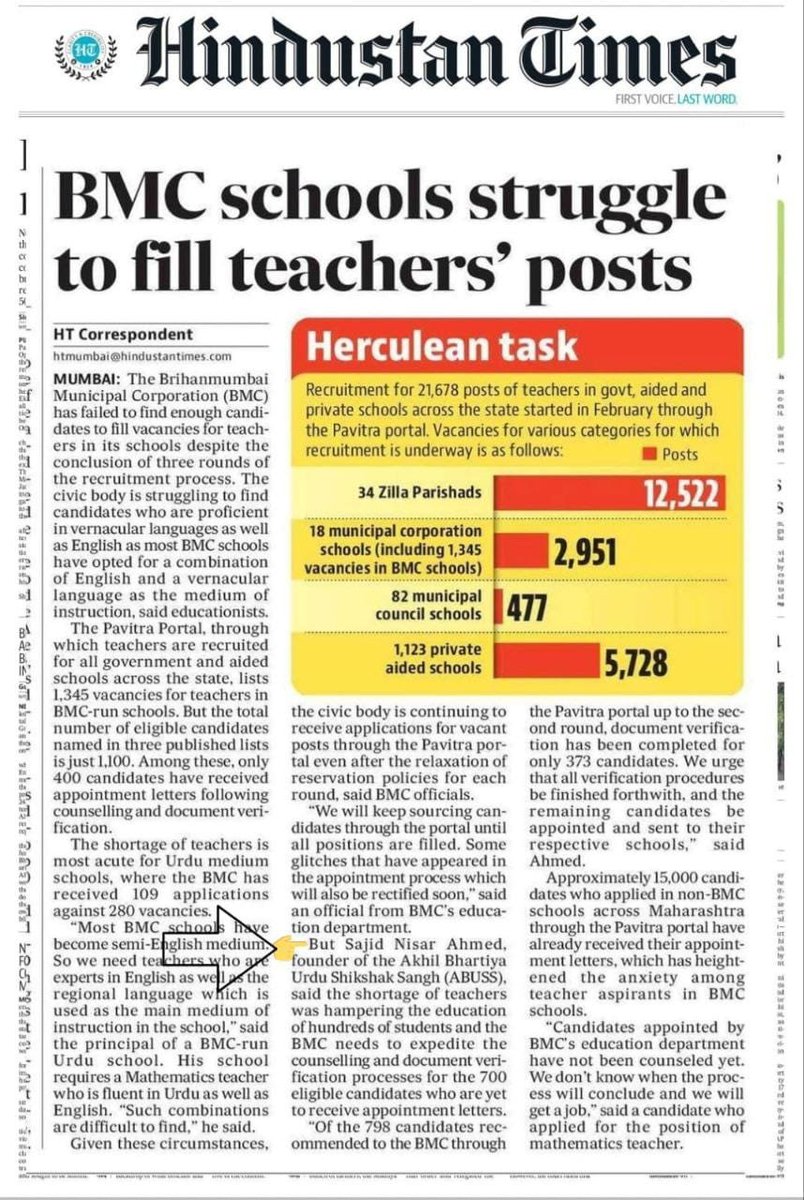 RD5112's tweet photo. @dvkesarkar मा.केसरकर साहेब , BMC मध्ये निवड झालेल्या 274 शिक्षक यांना सहा महिने झाले नियुक्ती नाही कृपया न्याय द्या https://t.co/l6uK3fCnEk