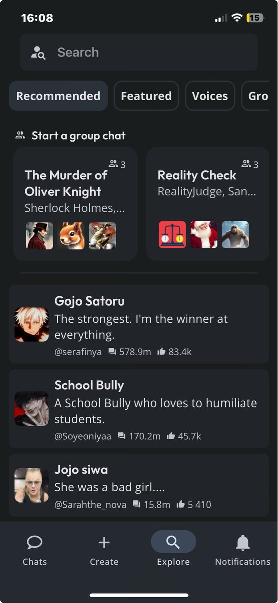 The fact that this isn’t blowing up is crazy: A app called character AI lets you talk to any celebrity (almost every celebrity) with their voice, you can send them a message or even call them. It’s an AI of course, but it is super realistic. Its community driven too.