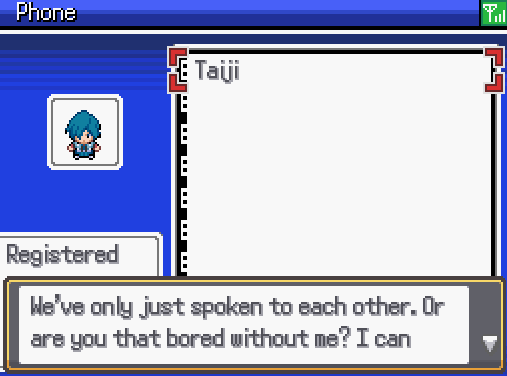 ProjectJinyur's tweet photo. In Pokémon Unknown Light, you will also be able to use the Pokégear to make phone calls with others. Taiji, for example, will always have something new to say throughout your adventure, so it may be worth contacting him frequently (Taiji sprite is a placeholder) #Pokemon #fangame https://t.co/IV4VJahlTy