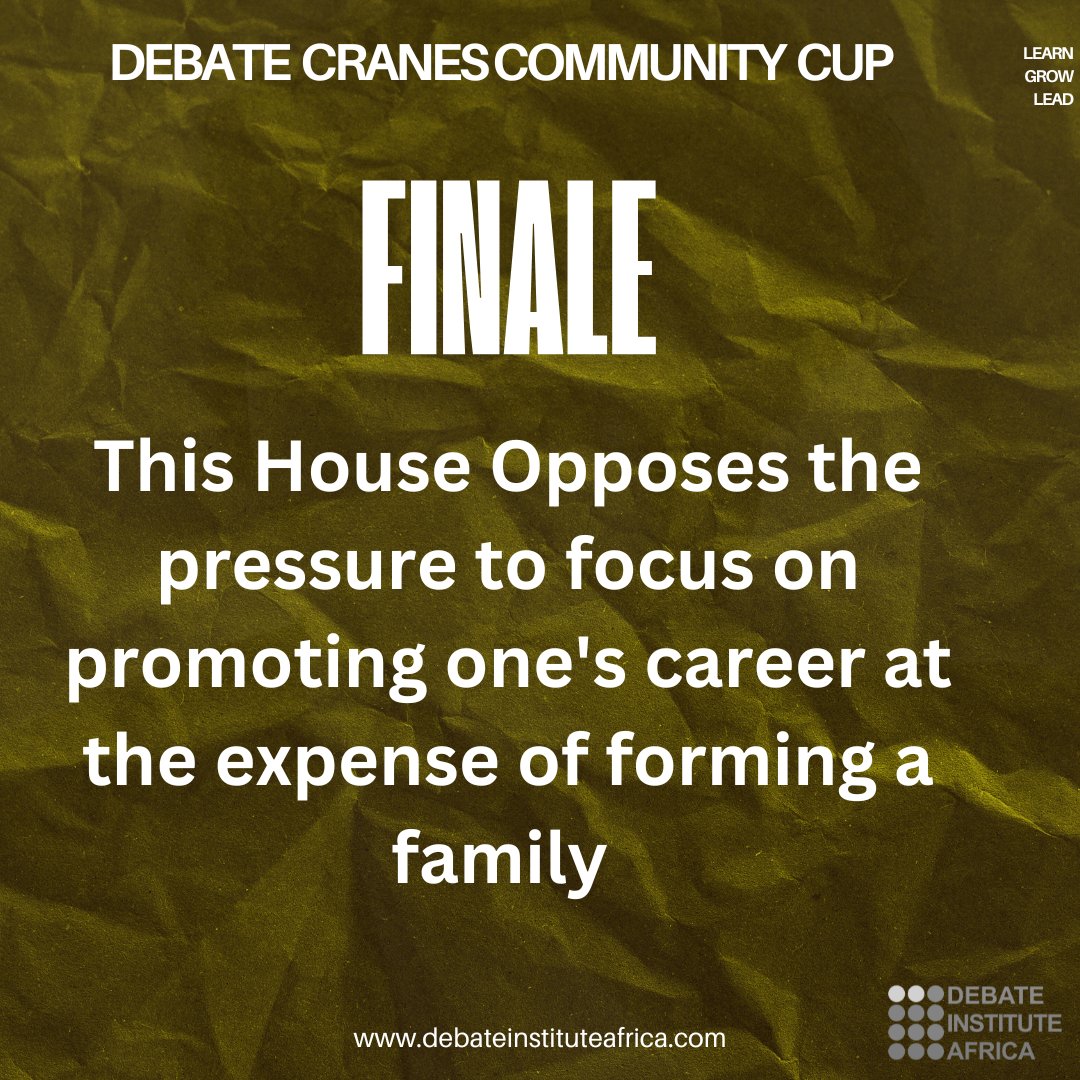 debate_afrika's tweet photo. #HappeningNow
The #DebateCranes Community Cup (Pre-Nationals Edition) Finale is underway as the round robin finalists debate whether we should oppose or support the pressure to focus on promoting one's career at the expense of forming a family.
#DCC1 #LearnGrowLead https://t.co/Pf3O7RcuTB