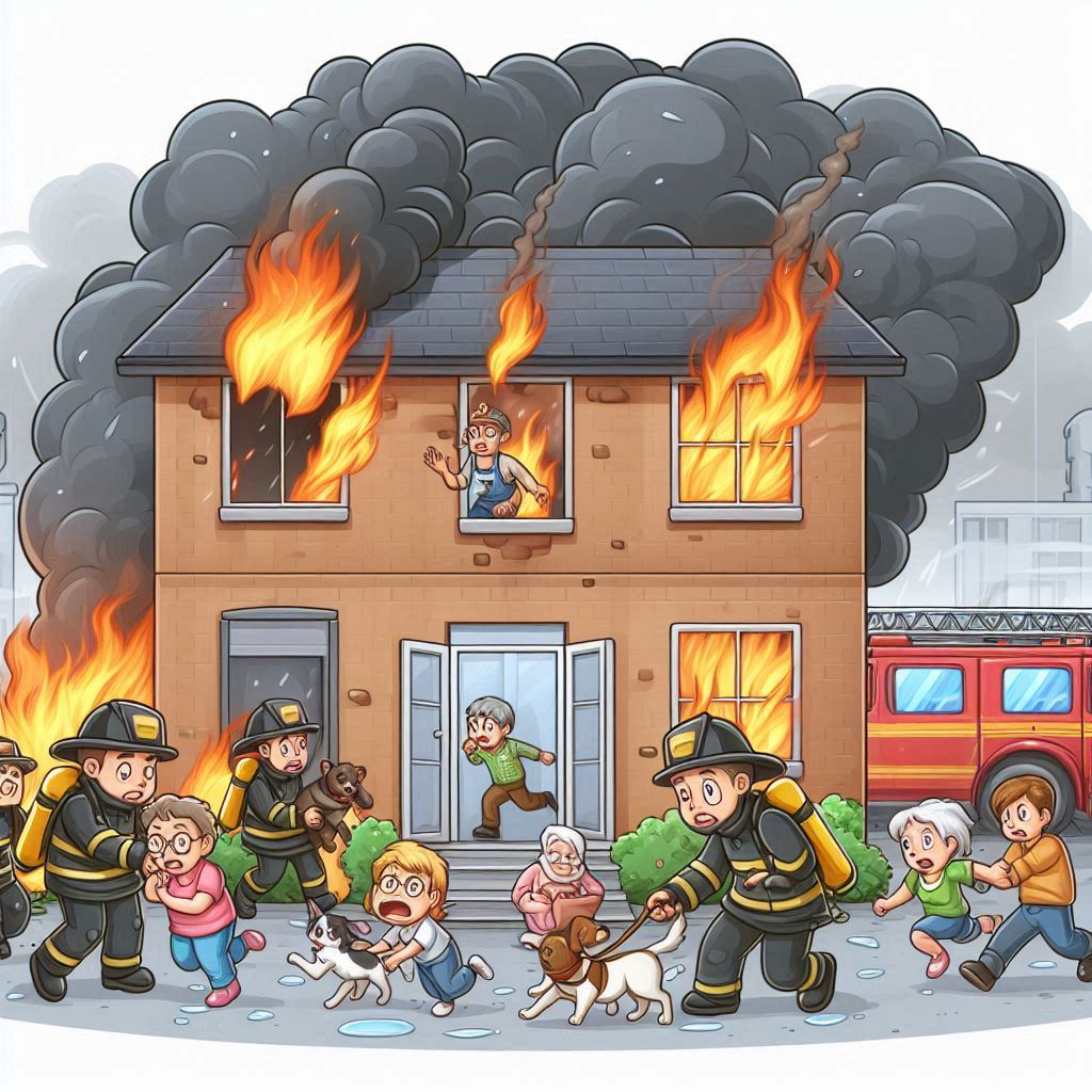 LiftsUsers's tweet photo. What is the most important thing to do when you first encounter a fire?

a) Call the fire department.
b) Try to extinguish the fire yourself.
c) Evacuate the building immediately.
d) Open all the windows to let the smoke out. https://t.co/LCnicojN8N