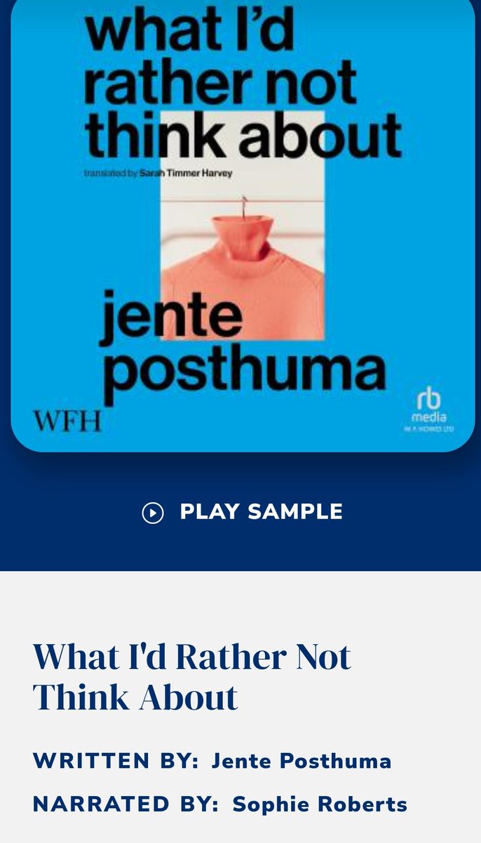 For those who love to listen, the audiobook of my translation of @jenteposthuma's What I'd Rather Not Think About is out now. Beautifully narrated by <a href="/sophiejcroberts/">Sophie Roberts</a> and available at all good audiobook retailers. Just in time for #WITmonth 💚🎈