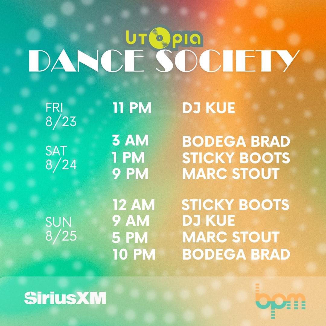 Utopia has taken over <a href="/SiriusXMElectro/">sxmElectro</a>! Check out our Dance Society DJs all weekend!

sxm.app.link/UtopiaTakeover…