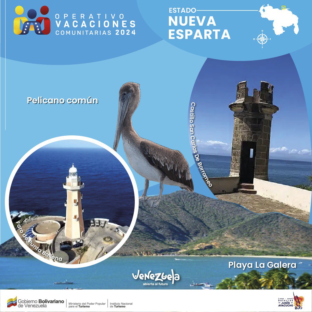 Durante esta temporada vacacional te invitamos a disfrutar de los destinos turisticos del estado Nueva Esparta.

¡ Venezuela Abierta al Futuro!

#venezuelaabiertaalfuturo #vacacionescomunitarias2024 #inatur #tueresinatur #nuevaesparta