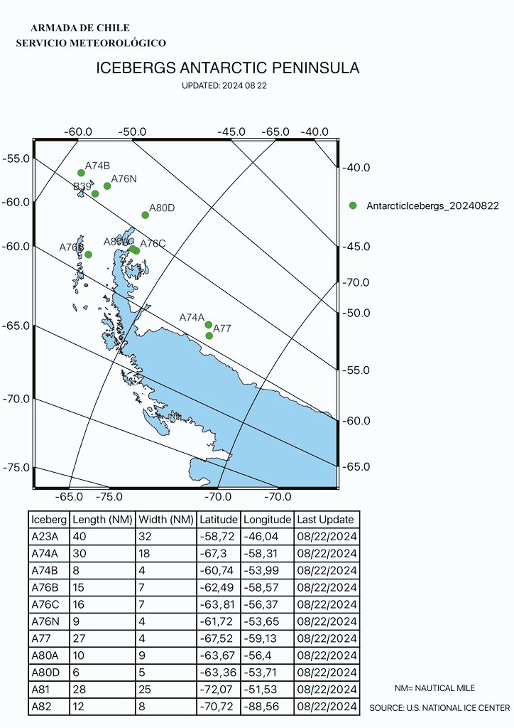 Off_Valpo's tweet photo. @MagellanSpace @Servimet_Armada @SAF_CL @Armada_Chile @DGTM_Chile @meteochile_dmc @sernapesca @SubpescaCL @defis_eu @min_ciencia @mindefchile @subtel_chile @AisenEtcheverry @Fundacion_CEQUA @ICEYEfi @Minrel_Chile @ACHIDE2 [NUEVO] radio aviso náutico N°283 https://t.co/bJgjcOGkwd monitoreo satelital #témpanos tabulares gigantes #A76b #A76c #A76n en Estrecho #Bransfield y Mar de #Wedell https://t.co/PJ7ZuGyeO5 situación actual del #hielo marino  frente a las islas #Shetland del #Sur en la #Antártica https://t.co/iUXMBFaImN