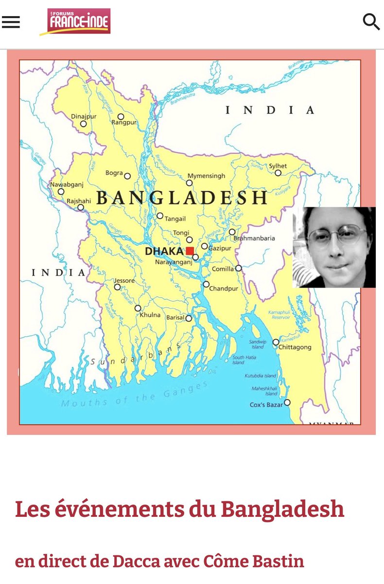 LES FORUMS FRANCE INDE (@forumfranceinde) on Twitter photo Le Bangladesh « ce pays qui nous habille » , est en pleine révolution politique et sociale.
En quelques minutes, découvrez ce pays et son actualité avec Côme Bastin en direct de Dacca la capitale, dans le site lesforumsfranceinde.fr
<a href="/Come_Bastin/">Côme Bastin</a> <a href="/jaffrelotc/">Jaffrelot Christophe</a> <a href="/cesah_fr/">CESAH</a> Le Bangladesh « ce pays qui nous habille » , est en pleine révolution politique et sociale.
En quelques minutes, découvrez ce pays et son actualité avec Côme Bastin en direct de Dacca la capitale, dans le site lesforumsfranceinde.fr
<a href="/Come_Bastin/">Côme Bastin</a> <a href="/jaffrelotc/">Jaffrelot Christophe</a> <a href="/cesah_fr/">CESAH</a>