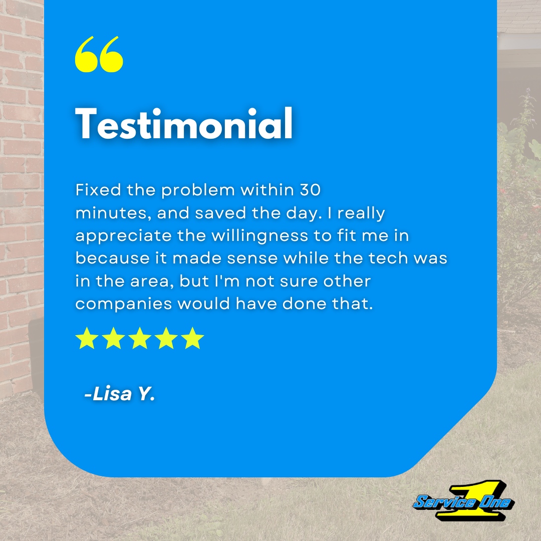 ServiceOne10's tweet image. We are incredibly grateful to Lisa for sharing her wonderful experience with Service One! 

Thank you for choosing Service One!

#CustomerReview #ServiceOne #HomeServiceExperts