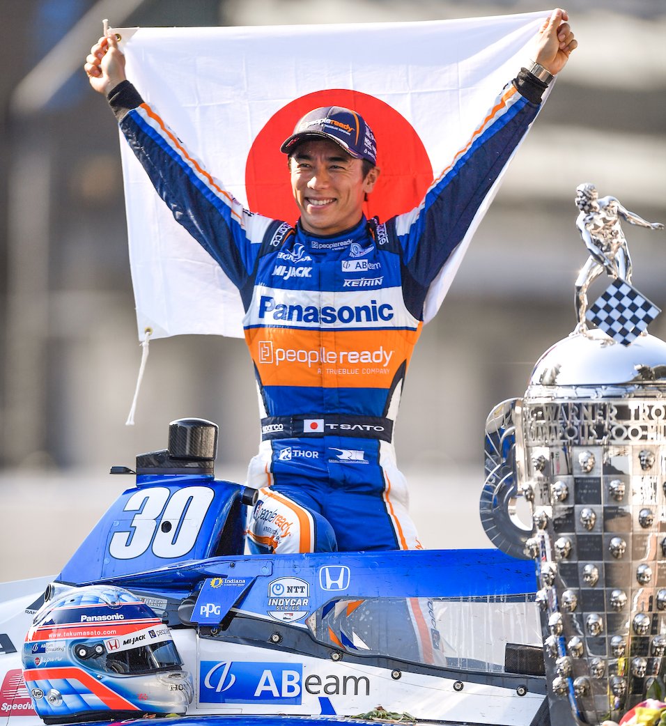 SHUNCK's tweet photo. Our pal Takuma Sato 🇯🇵 four years ago this morning following his 2nd Indianapolis 500 win in 2020!

@TakumaSatoRacer 2017 &amp; 2020 #Indy500 Winner! https://t.co/IE6VhV6feM