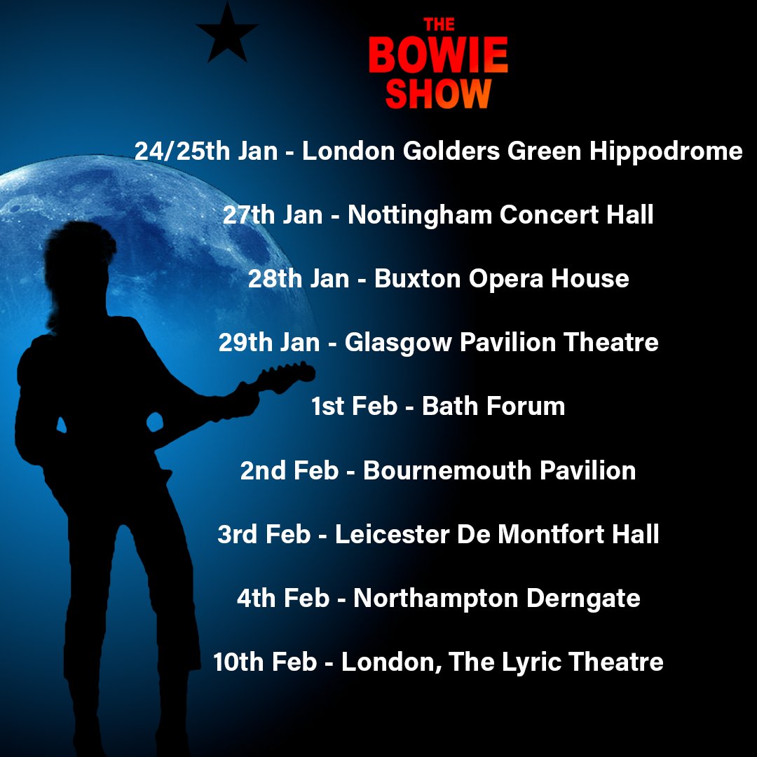 BowieShow's tweet photo. Turn and face the strange! 🚌

We can't wait to bring the magic of David Bowie's music and spirit to 9 incredible venues in January 2025.

Where will you be joining us to experience our voyage into the mind of the rock'n'roll alien?

🎟 https://t.co/xvUuDQxaR1 https://t.co/JJTsnuv90E