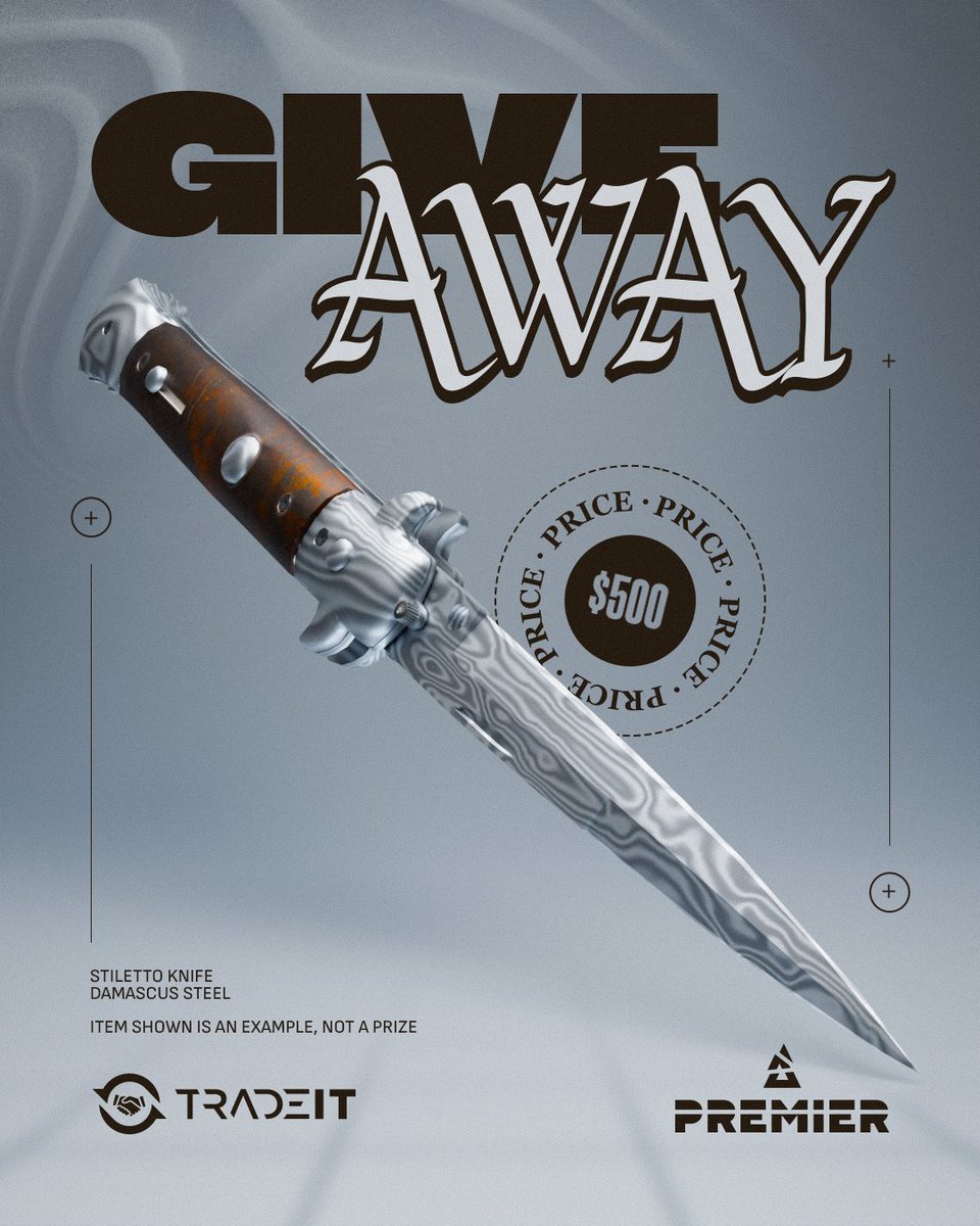 BLASTPremier's tweet image. Fancy winning a juicy Stilleto Knife | Damascus Steel? 🔪 

Then enter our giveaway with Tradeit, all you have to do is:

✅ Follow ourselves and @tradeit_gg 
🔁 RT this post
🗣️ Comment why you should win it

Competition closes on 06.09.24

#BLASTPremier