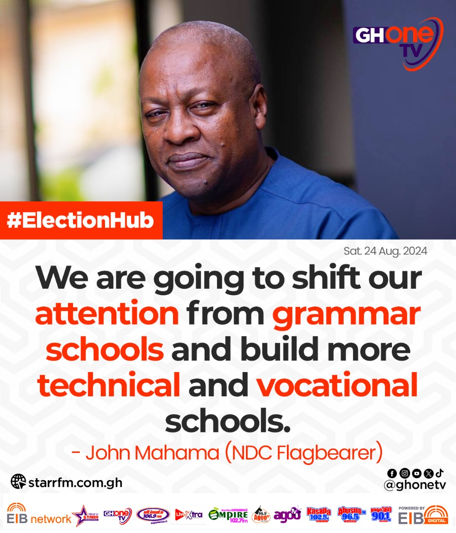 We will build more technical and vocational schools... - John Mahama (NDC Flagbearer)  

#ElectionHub #GHOneTV #StarrFM #NDC #GHOneNews
#NDC #NPP2024 #NDC2024 #NPP #NDCManifestoLaunch
