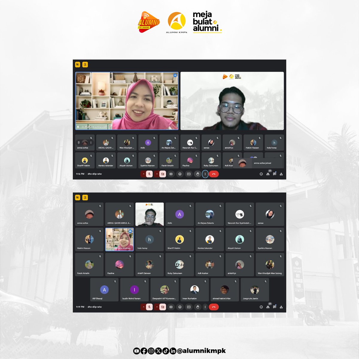 AlumniKMPk's tweet photo. Terima kasih buat semua yang terlibat dalam menjayakan program ini. Moga dapat memberi manfaat buat semua yang turut hadir.

Terima kasih juga kepada Dr. Khairun Nisa kerana sudi meluangkan masa untuk berkongsi pengalaman dan tip-tip yang pasti akan berguna buat semua ❤️ https://t.co/Y0QOBx8M5u