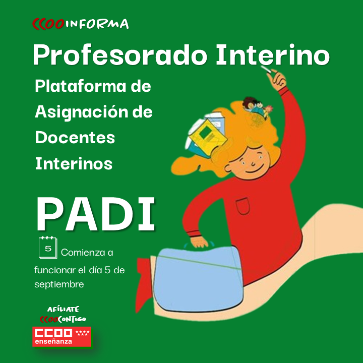 ‼️CCOO INFORMA‼️

La cobertura de sustituciones se gestiona a través de la plataforma de asignación de docentes Interinos, PADI. 
No se debe olvidar comprobar diariamente los listados y convocatorias publicados en la plataforma de asignación de docentes Interinos (PADI).