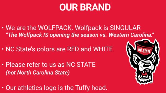 RCorySmith's tweet photo. Important preseason PSA here on NC State's brand before the 2024 season kicks off.
Well done, @PackFootball. https://t.co/aCy1eRlndC