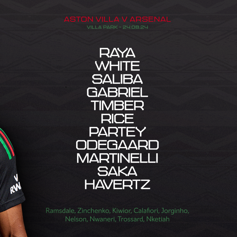 Arsenal's tweet photo. ⚫️ 𝗧𝗘𝗔𝗠𝙉𝙀𝙒𝙎 🔴

💪 Timber starts at the back
⚖️ Rice features in the middle
⚡️ Saka out wide

Ready to work - COME ON YOU GUNNERS!