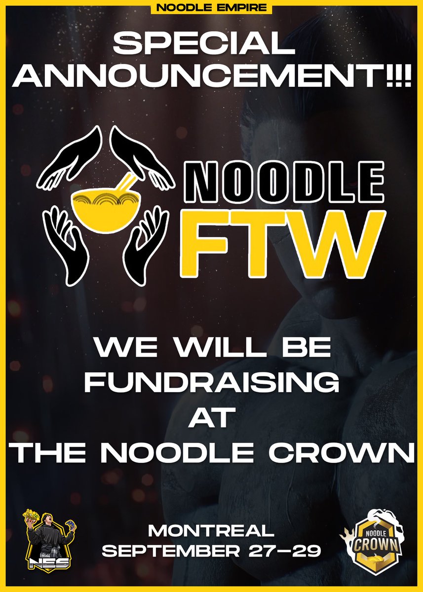 Noodle_Empire's tweet image. 🍜🌎 A NOODLE FOR THE WORLD… MAKES AN APPEARANCE! 🌎🍜

Join us next month at The Noodle Crown 2024, where we’ll now be raising funds for those facing food insecurities across Montreal &amp;amp; across Canada. 🫂

You can now add a donation when you register, donate directly online or…