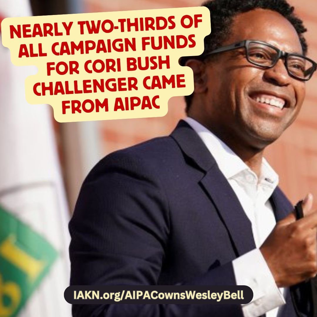 IAKN.org/AIPACownsWesle…

“Wesley Bell is now the No. 1 recipient of AIPAC cash this cycle—receiving $3 million and counting,” Justice Democrats noted.
by Brett Wilkins, reposted from Common Dreams, Jul 30, 2024

Almost two-thirds of all campaign donations to St. Louis County