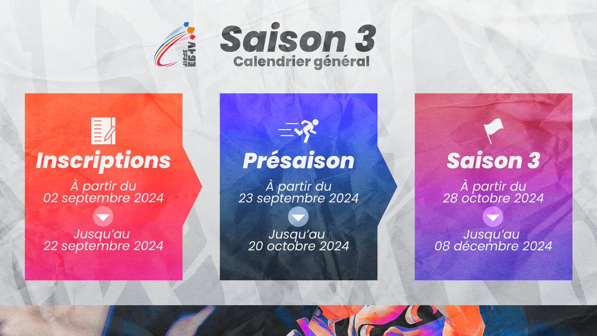 📢 LIGUE EBTV - SAISON 3

📝 Inscriptions : 02/09 - 22/09
🏃 Pré-saison : 23/09 - 20/10
⚔️ Saison 3 : 28/10 - 08/12

ALLEZ LES SPLATOON 🦑🐙🦑🐙🦑🐙