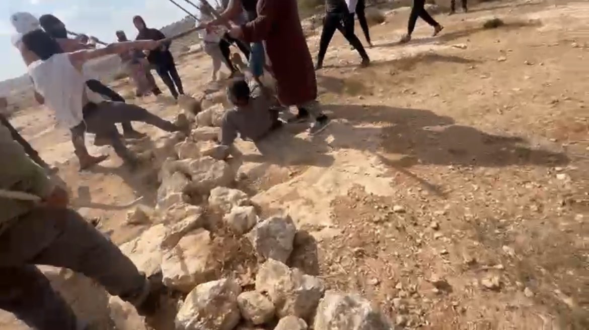 This evening in the village of susay in south Hebron hills.
When 30 settlers attacked this peaceful community injured 10 Palestinians.
No investigation no law enforcement.