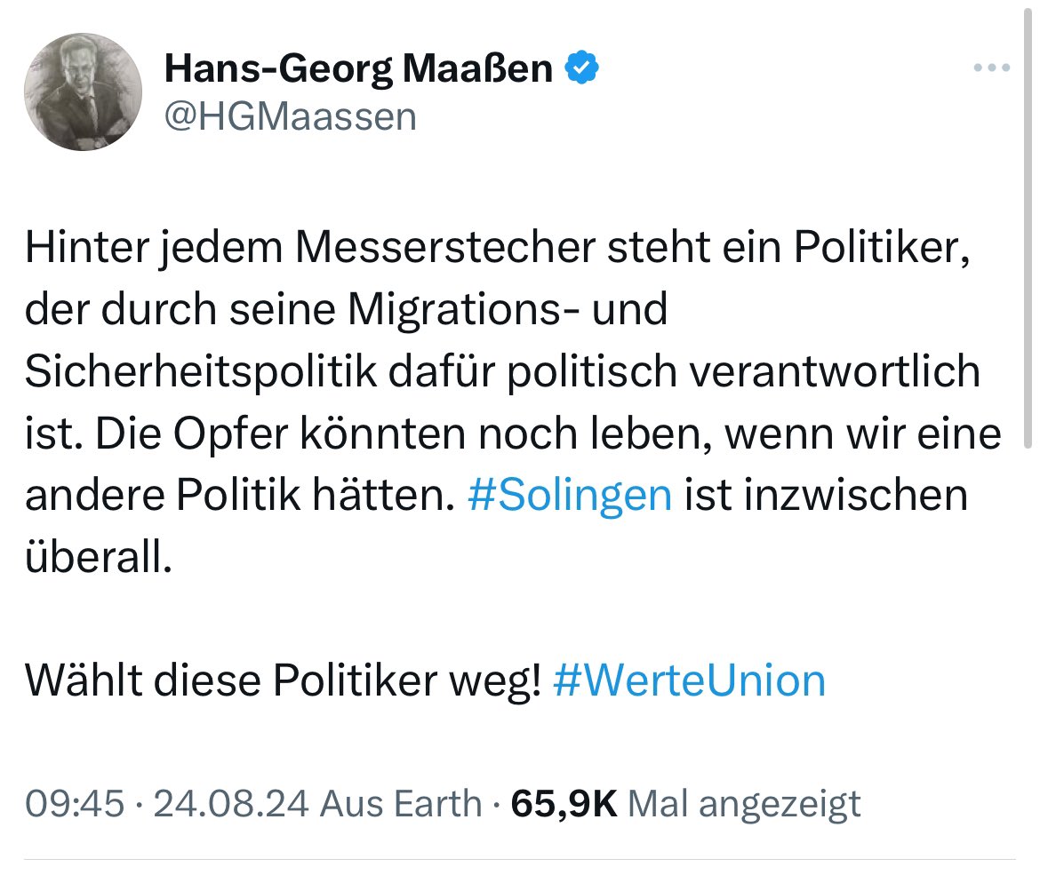 Hinter jedem Messerstecher stehen viele Politiker, die von dessen grausamer und sinnloser Tat profitieren wollen.