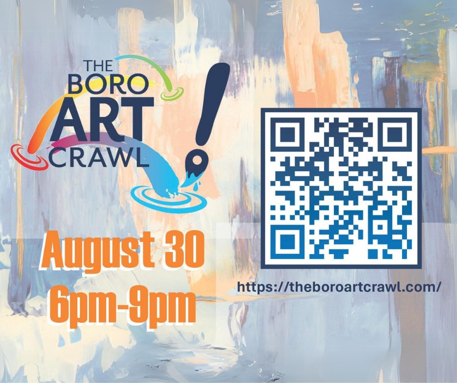 Join us next Friday, August 30, 6 to 9 p.m., on the Boro Square around the historic Courthouse, Discover the Extraordinary, Boro Art Crawl!

#artintheboro #theboroartcrawl #localartists #historicmurfreesboro #tennessee #supportlocal