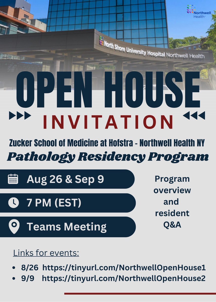 ZuckerPathRes's tweet image. Please join us for our pathology residency open house hosted by residents and faculty! #pathmatch @Fernand84340182 @CeciliaEGimene1 @TaisiaVitkovski #Match2025