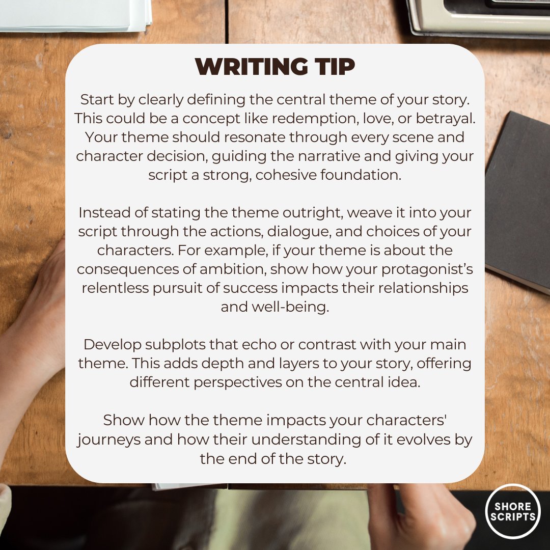 Crafting a compelling theme is essential to creating a script that resonates. It’s the heartbeat of your story, guiding every character choice and plot twist. Mastering how to subtly weave your theme throughout your #script can elevate your narrative, making it more impactful.