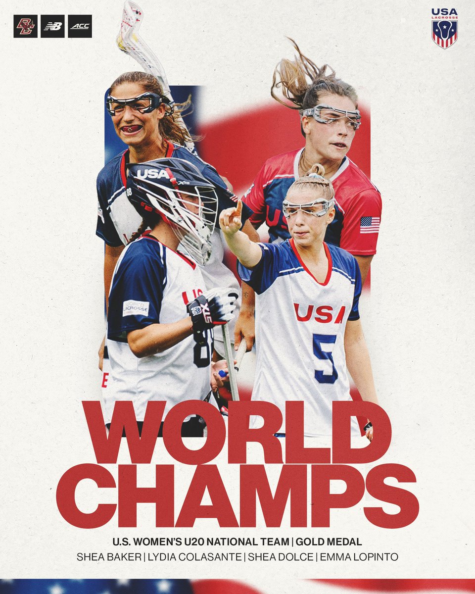 On top of the world! 🇺🇸🥍🥇

Congratulations to Emma LoPinto, Shea Baker, Shea Dolce and Lydia Colasante on capturing gold with <a href="/USAWLax/">U.S. Women's National Team</a>!