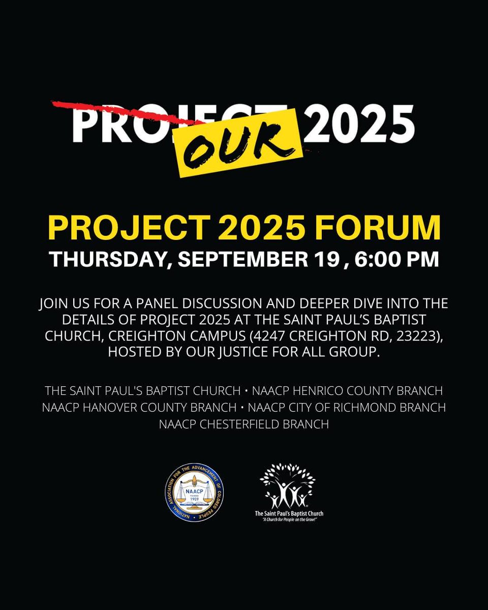 Frm 5-6pm: voter registration, Covid test kits, Naloxone training &amp;  distribution. Then grab a seat &amp; hear Dr. Lance Watson, Dr. E.E. Simpkins, Dr. Jean Boone (Richmond Free Press), Dr. James Fedderman (former President of VEA) &amp; Dr. Jerome Ross. All at St Paul's Baptist Church.