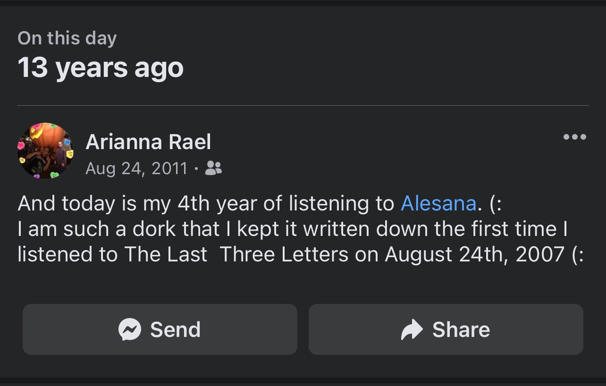 Today makes 17 years of <a href="/Alesana/">Alesana</a> being my favorite band ever. <a href="/Peezeethemadcap/">Patrick Thompson</a> <a href="/dennydiablo/">Dennis Lee</a> <a href="/crumpitout/">𝖘𝖍𝖆𝖓𝖊 𝖈𝖗𝖚𝖒𝖕</a> @jeremy__bryan <a href="/GLASSJAKE/">G L Λ S S J Λ K E</a>