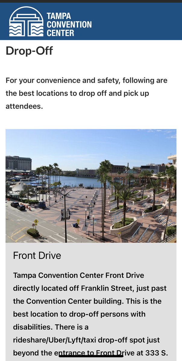 Ken Evans (@startupmonkey) on Twitter photo It would be great if the folks at <a href="/TheTampaCC/">Tampa Convention Center</a> and <a href="/TampaPD/">Tampa Police Department</a> provided a safe drop off zone at #ComicCon as intended by the venue designers. It would be great if the folks at <a href="/TheTampaCC/">Tampa Convention Center</a> and <a href="/TampaPD/">Tampa Police Department</a> provided a safe drop off zone at #ComicCon as intended by the venue designers.