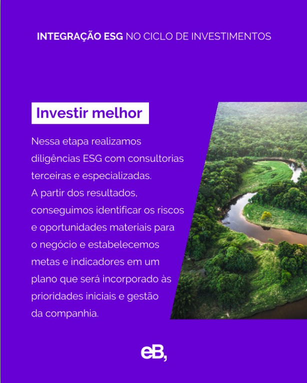 ebcapitalbr's tweet photo. Essa diretriz está alinhada a critérios de sustentabilidade corporativa e presente em todas as etapas do ciclo, desde prospecção de novos investimentos, na qual são mapeadas e identificadas as teses que possuem como objetivo preencher as lacunas estruturais brasileiras. https://t.co/IVFAUqtq80