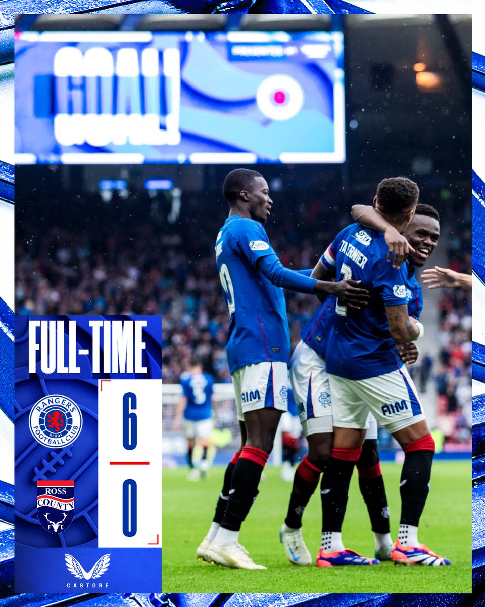 FULL-TIME: Rangers 6-0 Ross County

💙 Six Goals and a Clean Sheet at Hampden.