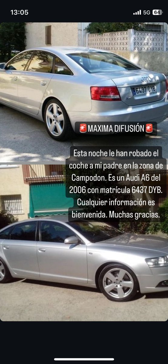 Por fi un rt a ver si llega a mucha gente que es el coche de mi “ consuegro”. Si alguien lo ve que me avise. 🙏🙏