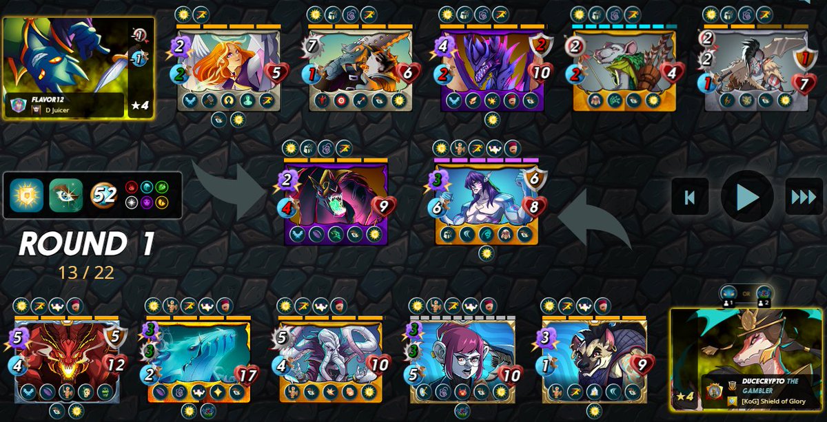 DuceCrypto's tweet photo. π§΅ 1/ I'm back with a new #splinterlands Battle of the Day #BOTD 236/366.
In Modern Diamond, this 52-mana battle had two rulesets: Holy Protection and Equal Opportunity.
#play2own #Play2Earn
#hivegaming #Web3Gaming
#shieldofglory #YGG π https://t.co/UNmOoMJnmq