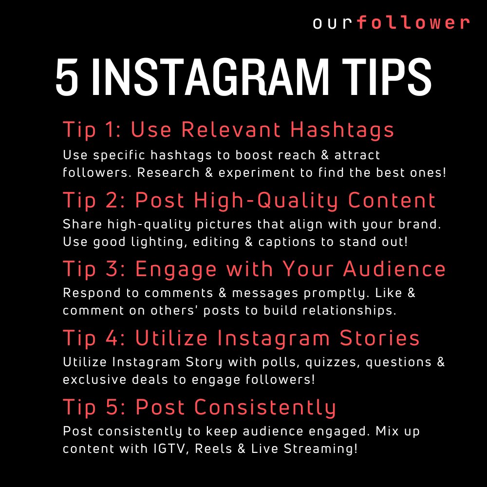Ourfollowercom's tweet image. Boost your reach! 5 tips to upgrade your Instagram game.