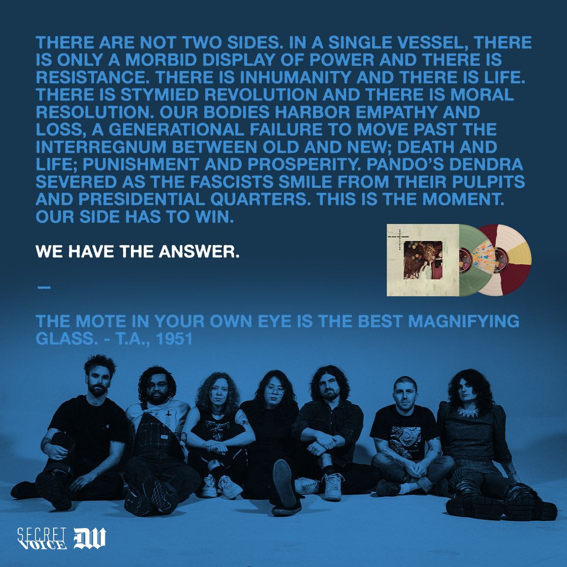 deathwishinc's tweet photo. Heavenly Blue "We Have The Answer" out now on Secret Voice
Music & Merch → https://t.co/hfJxoMZ4i0
#HeavenlyBlue #WeHaveTheAnswer #SecretVoice #DeathwishInc https://t.co/jID9367rPX
