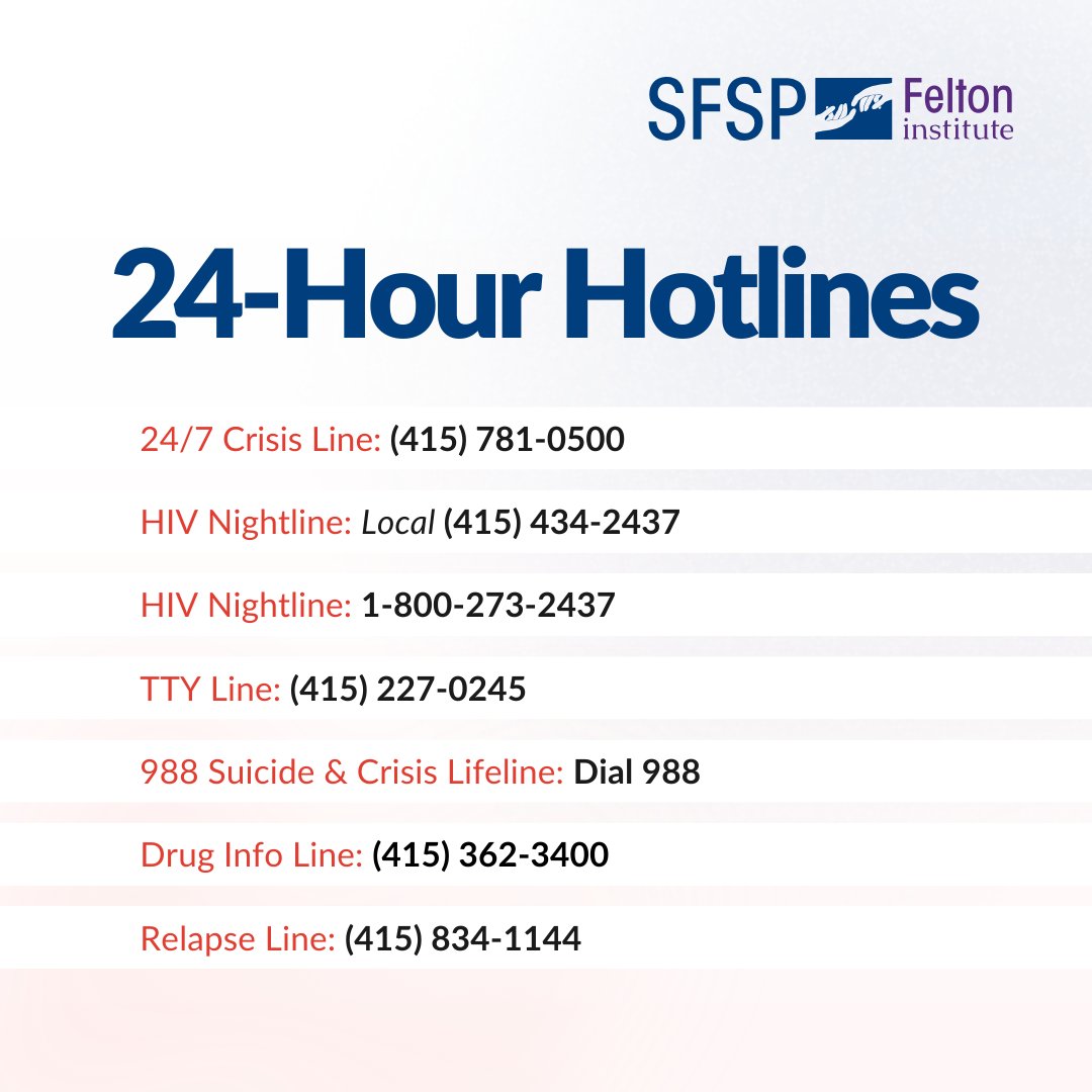 SFSP offers several 24 hour services to help our community. You don't have to do this alone.

If you or someone you know is struggling with thoughts of suicide, please reach out to our Crisis Line or dial 988. 

#suicideprevention #crisissupport #988 #mentalhealth