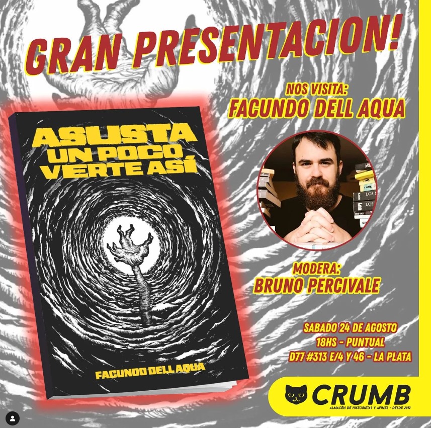 Es hoy. La presentación más familiar de todas, la que uno hace en casa. Y será en una de mis casas <a href="/EspacioCrumb/">Espacio CRUMB</a> y charlando con un amigo <a href="/el_bru/">Alanmooreano | @el-bru.bsky.social</a> , habrá abrazos gratis, firmaré libros con mi sobrino y le podran pedir esa mano mutante de la tapa a <a href="/nicorodrig90/">Nico Rodriguez</a>