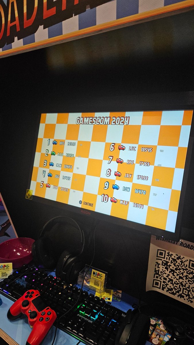 FallosophyGame's tweet photo. The competition is heating up at the Roadlike booth at #gamescom2024! 

There's still time to get in the exclusive gamescom top 10 at the @IndieArenaBooth! Just swing by hall 10.2 🚗 🚗 

#indiedev #Outrun #sega https://t.co/ovbJ8blQoA