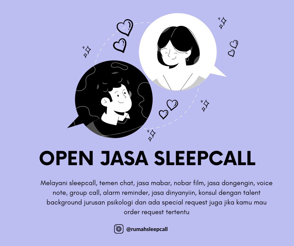rumahsleepcall's tweet photo. Bosen malem minggu gaada temen ngobrol? yuk sewa jasa di rumahsleepcall, dengan berbagai layanan jasa dan talent yang available buat temenin malem minggu kamu. Mulai dari 10.000 udah bisa ngobrol asik dengan talent pilihanmu, info pricelist dan talent bisa chat aku ya, thank you https://t.co/Cc2PTpA0oO