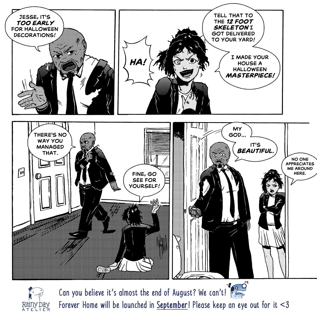 That feeling when you're already seeing Halloween stuff in stores in August...💀

Read our actual comic Forever Home on our website, coming this September!

#wip #comics #indiecomics #RDAForeverHome #artistsontwitter